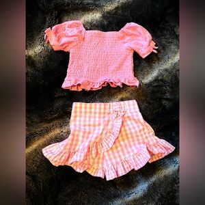 Rare Editions Pink Gingham Skirt Set